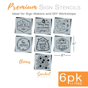 Bee you tiful Mini Sign Stencils (6 Pack) + Bonus-Spring-Essential Stencil