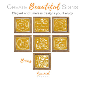 Bee you tiful Mini Sign Stencils (6 Pack) + Bonus-Spring-Essential Stencil