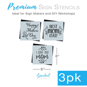 DIY reusable Mother's Day sign stencils, Mothers day crafts, Happy Mother's Day mini sign stencil with flower, I love you mom mini wood sign stencil, Best mom ever mini wood sign stencil, diy mothers day gift ideas