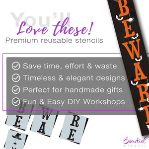 diy 5ft vertical halloween porch signs, 5ft vertical beware porch leaner, halloween diy front porch decor, porch leaners, vertical porch signs