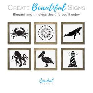 Nautical, Sea Life, Octopus, Crab, Whale, Lighthouse, Pelican, Compass reusable mini Stencils
