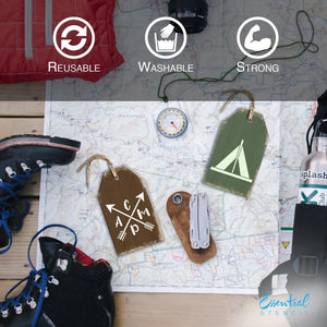 DIY reusable camping stencils, mini tag camping stencils, CAMP with arrows stencil, Tent stencil, S'more stencils, smore stencils, campfire stencil