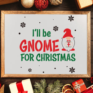 DIY reusable Christmas Farmhouse Gnome wood sign stencils, Gnome silhouette stencil, Gnome holding present sign stencil, Gnome for the holidays Christmas wood sign stencil, I'll be gnome for Christmas modern rustic farmhouse wood sign stencil