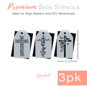 DIY reusable mini Christian floral cross stencils, Christian religion tiered tray home decor, abstract cross, Easter mini wood tags, Mini Easter faith wood signs, crosses for arts and crafts