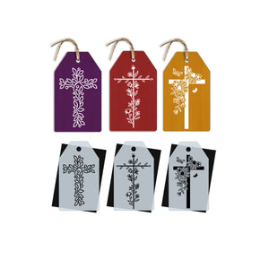 DIY reusable mini Christian floral cross stencils, Christian religion tiered tray home decor, abstract cross, Easter mini wood tags, Mini Easter faith wood signs, crosses for arts and crafts