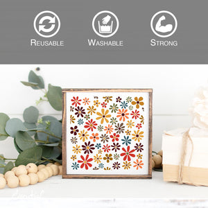 DIY reusable daisy vintage truck stencil, fall vintage truck template, daisy pattern stencil, daisy flowers stencil, vintage truck wood sign