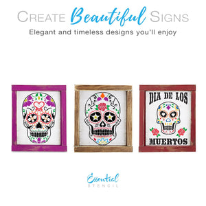 DIY reusable sign stencils, Dia de los muertos Sugar skulls, Sugarskull template, DIY Dia del los muertos fiesta decor