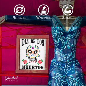 DIY reusable sign stencils, Dia de los muertos Sugar skulls, Sugarskull template, DIY Dia del los muertos fiesta decor