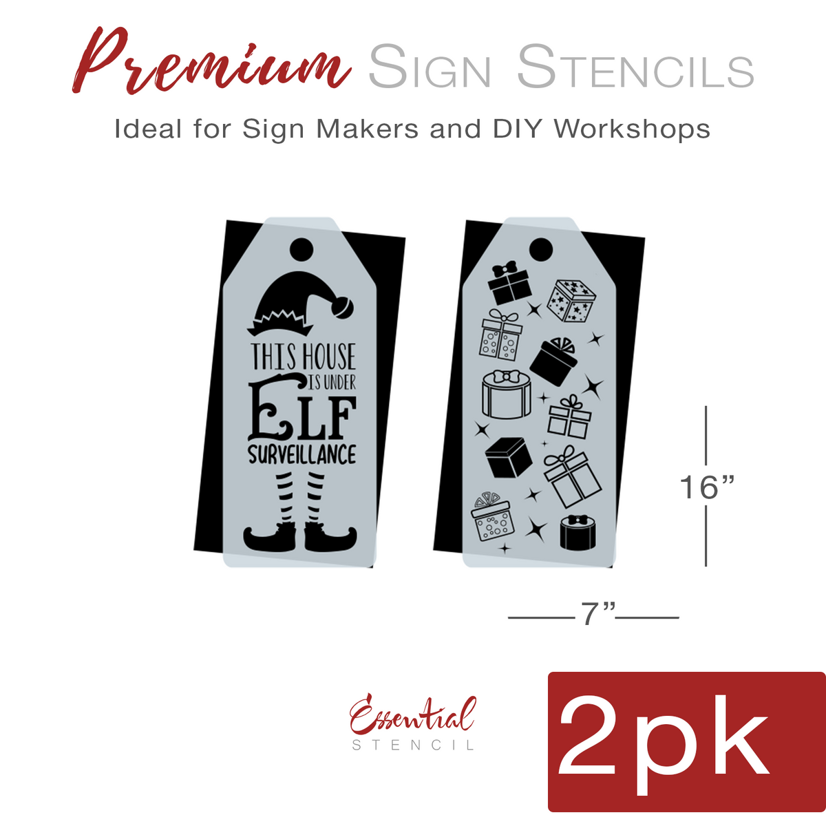 Elf Surveillance Large Tags (2-pack)-Christmas-Essential Stencil