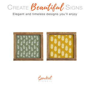 DIY reusable wheat pattern stencil, botanical stencil, leaf pattern stencil for painting wood signs, pattern for painting backgrounds on wood signs, fall pattern stencils for wood signs, diy minimalist fall decor