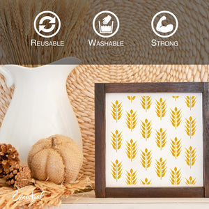 DIY reusable wheat pattern stencil, botanical stencil, leaf pattern stencil for painting wood signs, pattern for painting backgrounds on wood signs, fall pattern stencils for wood signs, diy minimalist fall decor