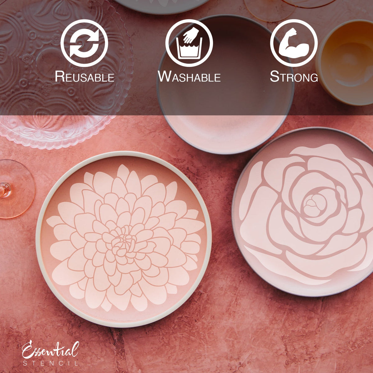 DIY reusable farmhouse flower sign stencils, large sunflower silhouette stencil, sunflower template stencil, large rose silhouette stencil, rose template stencil, large chrysanthemum silhouette stencil, chrysanthemum template stencil, Spring flower faces