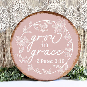 DIY reusable Christian faith scripture wood sign stencil, Grow in grace 2 Peter 3:18, consider how the wildflowers grow -Luke 12:27, christian home decor, arts and crafts, upcycling, bible verse wall art, scripture sign reusable stencil, Spring and Easter stencils, Lillies