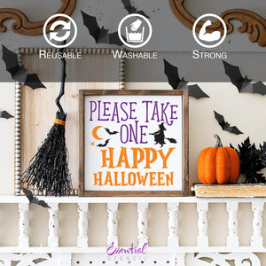 DIY reusable halloween wood sign stencils, diy reversible halloween candy and out of candy sign, please take one happy halloween sign sencil, diy booooo we are out of candy sign, halloween candy pattern, candy corns