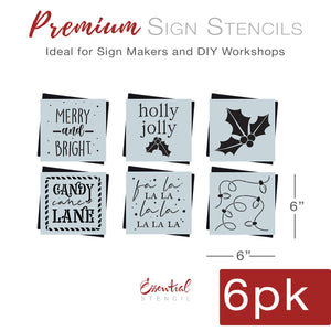 DIY reusable Christmas farmhouse mini wood sign stencils, Merry and bright wood sign stencil, holly jolly mistletoe silhouette mini wood sign stencil, string of christmas lights wood sign stencil, Candy cane lane mini wood sign stencil, fl la la la la la la la la mini wood sign stencil, Holly mistletoe silhouette wood sign stencil, Christmas tiered tray wood signs, diy rustic farmhouse wood signs, diy christmas decor wood sign stencils