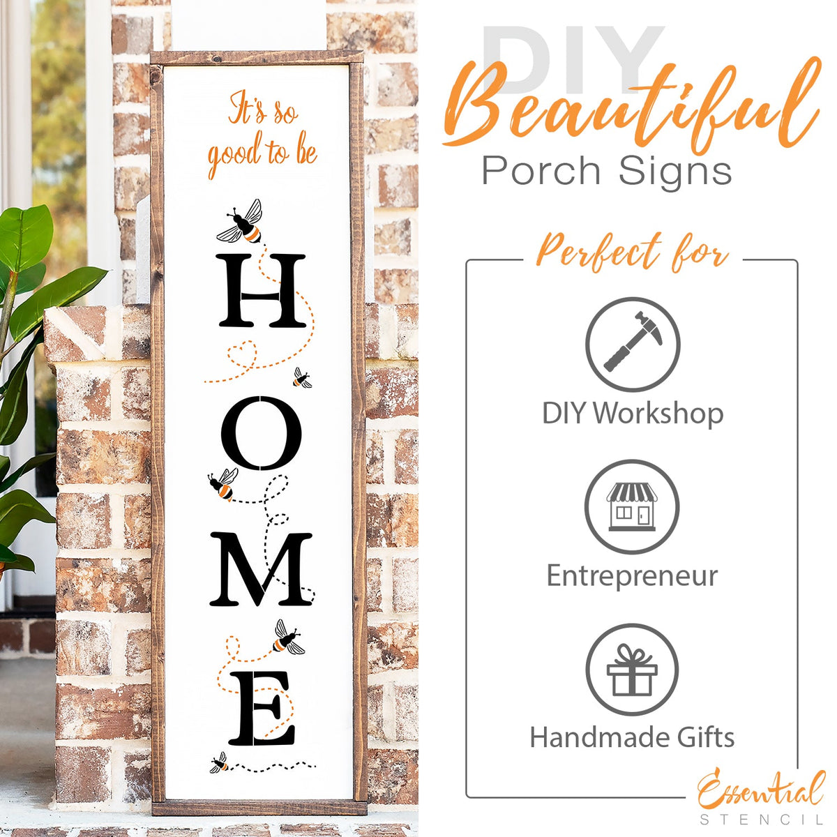 It's so good to be home | 3ft Vertical Stencil-Spring-Essential Stencil
