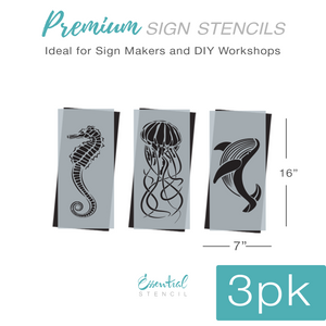 DIY reusable coastal summer silhouette stencils, Jellyfish silhouette stencil, seahorse stencil, whale stencil, jellyfish cutout, seahorse silhouette cutout, whale silhouette cutout, sea creature stencils, under the sea wood signs, whale sign, seahorse sign, jellyfish sign, diy summer project