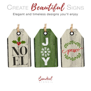 Joy, Peace & Noel Mini Tag Stencil Set (3 Pack)-Christmas-Essential Stencil