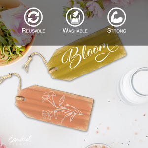 DIY reusable spring large front door tags, spring front porch decor, bloom and flower large wood tags, diy spring door porch decor