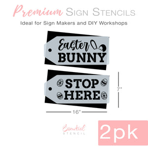 DIY reusable Easter tag stencils, Easter Bunny Stop Here Large Wreath door tag stencils, DIY Easter wreath decor