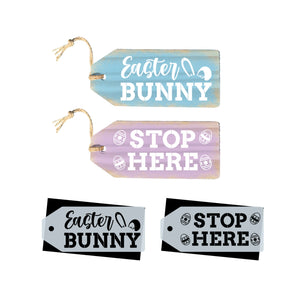 DIY reusable Easter tag stencils, Easter Bunny Stop Here Large Wreath door tag stencils, DIY Easter wreath decor