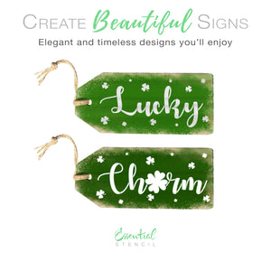 DIY Reusable Large Lucky Charm Door Tag Stencils, diy St. Patrick's front door home decor tag stencils, clovers stencil, wreath tags stencils