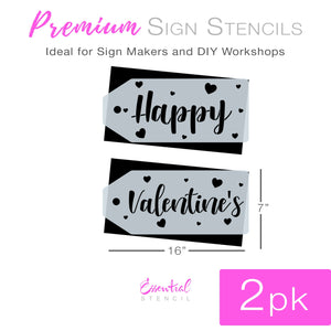 DIY reusable farmhouse Happy Valentine's Day large tag stencils, Valentine's front door wreath tags, DIY wreaths home decor Happy Valentine's stencils