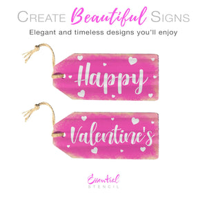 DIY reusable farmhouse Happy Valentine's Day large tag stencils, Valentine's front door wreath tags, DIY wreaths home decor Happy Valentine's stencils