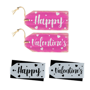 DIY reusable farmhouse Happy Valentine's Day large tag stencils, Valentine's front door wreath tags, DIY wreaths home decor Happy Valentine's stencils