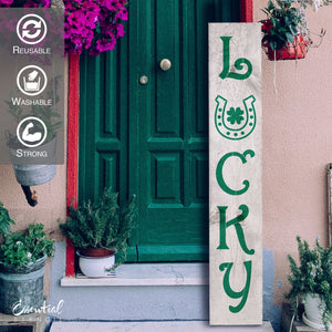 DIY 4ft Vertical Lucky front porch leaner sign stencil, St. Patrick's Day vertical porch sign leaner stencil,