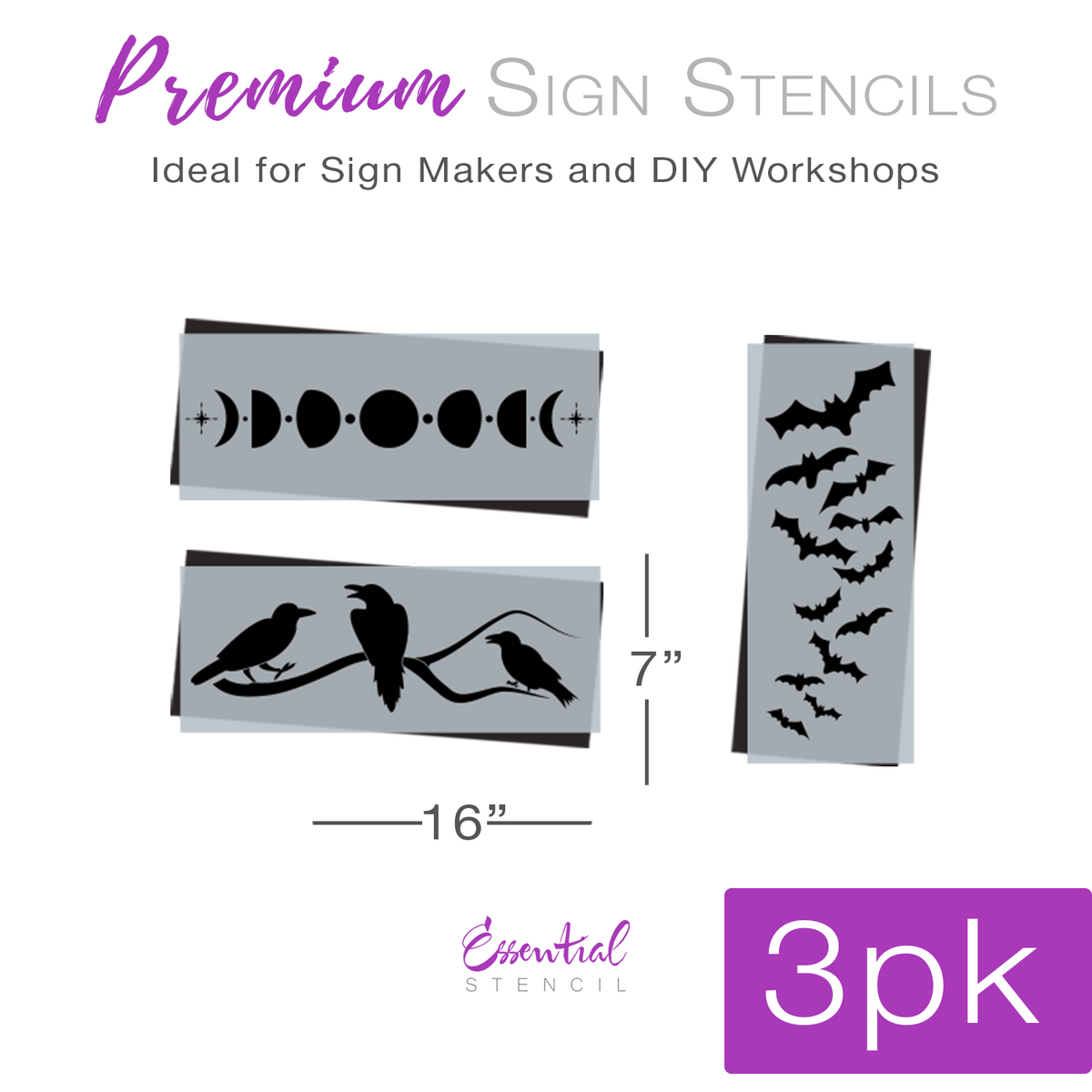 reusable halloween stencils, moon phase stencil, moon phase sign, crows on a branch wood sign, floating bats, flying bats , halloween birds, moon wood sign, boho halloween sign stencils, minimalist halloween decor