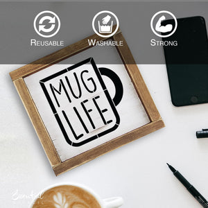 diy reusable moder farmhouse coffee bar sign stencils, HOME coffee mug sign stencil, coffee bean pattern sign stencil, coffee bar wood sign stencil, rise and grind coffee sign stencil, mug life coffee wood sign stencil, but firs, coffee sign stencil, tiered tray diy coffee sign decor, small shelf coffee bar sign decor, homemade kitchen decor coffee stencils