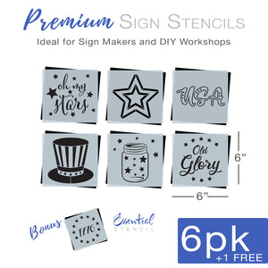 diy reusable patriotic stencils for wood signs, patriotic tiered trays, 4th of july diy home decor, oh my stars mini wood sign stencil, jar of stars , liberty hat stencil, old glory, diy patriotic farmhouse home decor