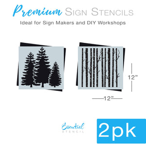 DIY reusable pine trees stencil, Birch trees stencil for painting wood signs, Pine trees cut out, birch trees cut out, tree silhouette