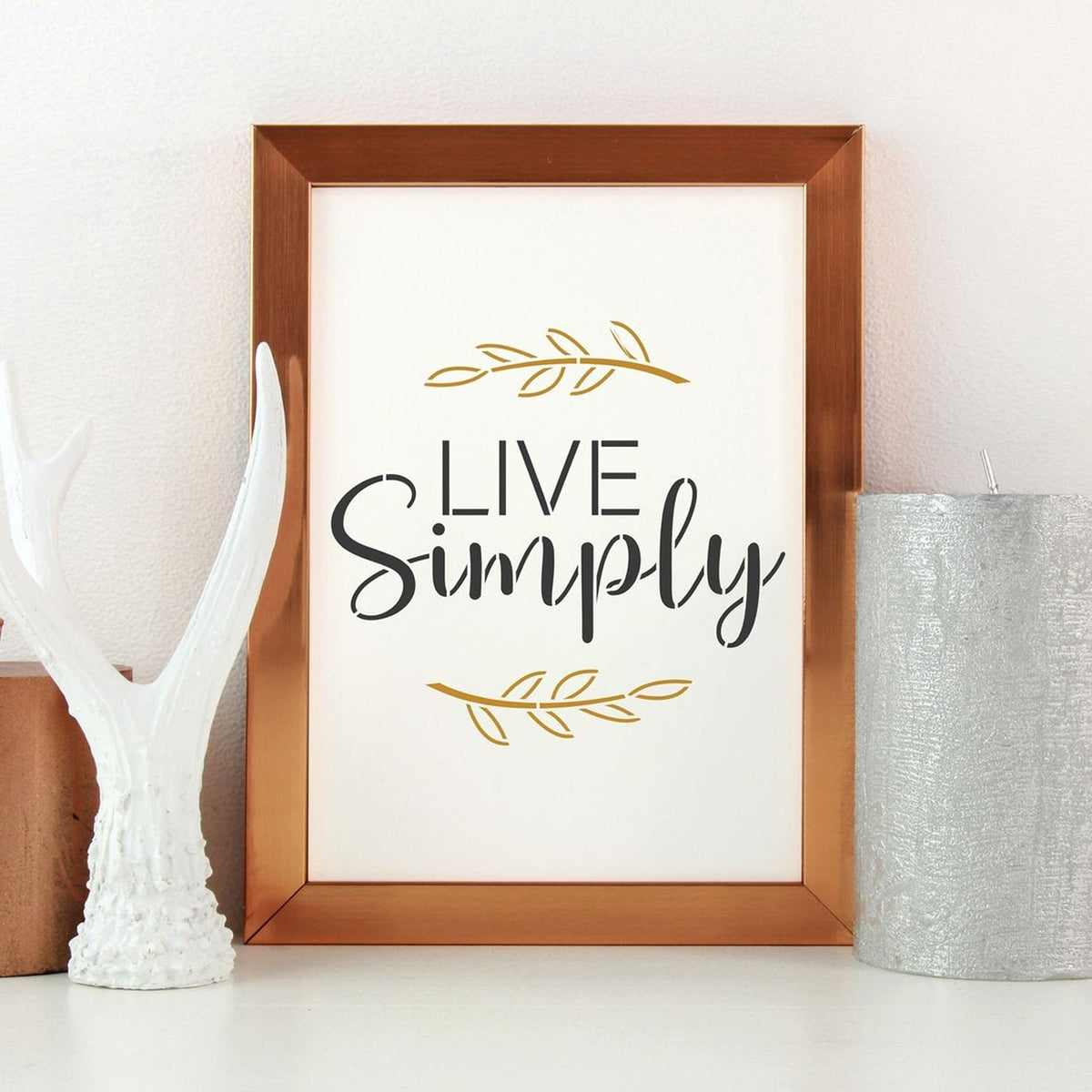 DIY reusable farmhouse home decor stencils, Live Simply wooden sign stencil, Choose Joy sign stencil, Be Kind. stencil, Stay Humble sign stencil, be the good sign stencil, simply blessed sign stencil, tiered tray signs, DIY home decor, modern farmhouse diy home decor, DIY small shelf sign