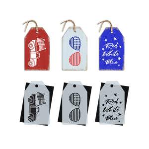 red, white & blue stencil set