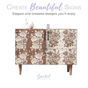 DIY flower reusable furniture pattern stencils, floral design Rose stencil and Peony stencil