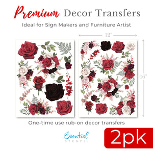 Rose Rub-on Transfer Set-Rub-on Transfer-Essential Stencil