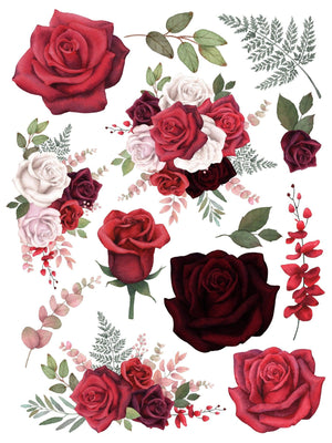 Rose Rub-on Transfer Set-Rub-on Transfer-Essential Stencil