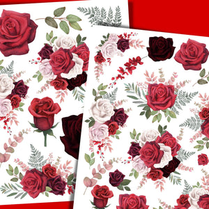 Rose Rub-on Transfer Set-Rub-on Transfer-Essential Stencil