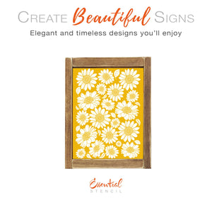 DIY reusable sunflower print pattern stencil for painting wood signs, sunflower pattern template, paint sunflowers, floating sunflowers stencil, simple sunflower stencils, sunflower faces stencil