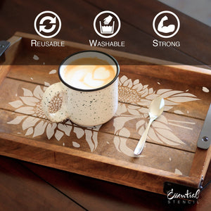 DIY flower reusable furniture pattern stencils, floral pattern design, Sunflower stencil and Periwinkle stencil