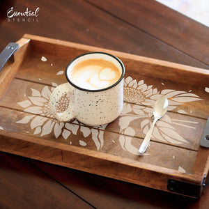 DIY flower reusable furniture pattern stencils, floral pattern design, Sunflower stencil and Periwinkle stencil