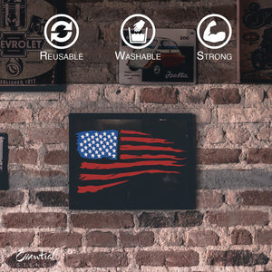 DIY reusable American tattered flag stencils, Rustic wood working American flag stencils, diy Veteran craft idea, diy veteran gift idea, DIY Patriotic rustic wood sign stencils, diy patriotic outdoor yard front porch signs stencils, tattered flag stencil