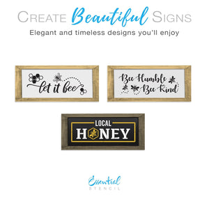 DIY reusable Bee stencils, Let it bee honey comb stencil, bee humble bee kind stencil, local honey stencil