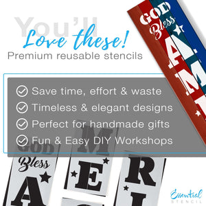 Reusable Vertical God Bless America | Patriotic Sign Stencil, 5ft Vertical Patriotic front porch leaner sign | Independence Day Sign