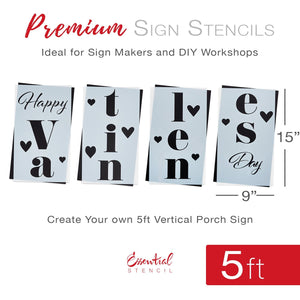 Reusable Vertical Happy Valentine's Day Front Porch Leaner Sign Stencil | DIY Valentines day decor