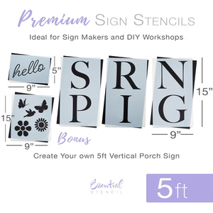 Reusable Vertical Hello Spring front porch leaner sign stencil for painting on wood | DIY Spring Home Decor