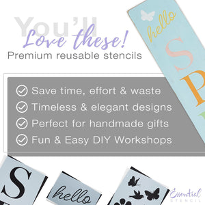 Reusable Vertical Hello Spring front porch leaner sign stencil for painting on wood | DIY Spring Home Decor