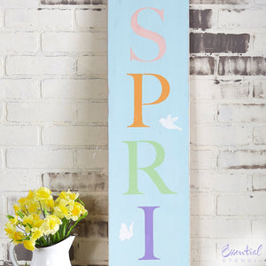 Reusable Vertical Hello Spring front porch leaner sign stencil for painting on wood | DIY Spring Home Decor
